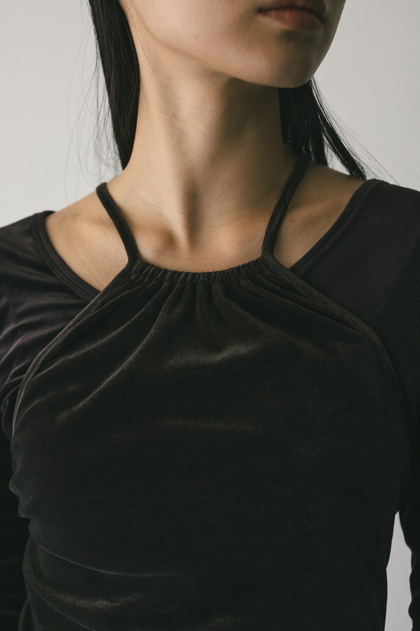 STYLEMIXER | 2ピースホルターベロアトップ (Tシャツ