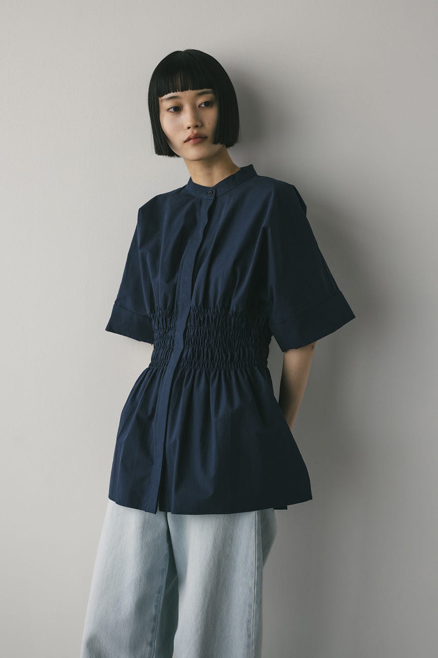 新品タグ付き COCODEAL シャーリングウエストシャツ ブルー 無地 STYLEMIXER | ウエストシャーリングシャツ (シャツ・ブラウス ) |SHEL