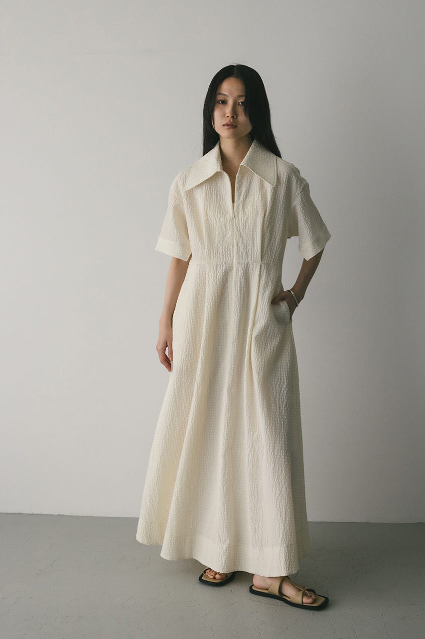 ビッグカラーフレアワンピース IVOY M