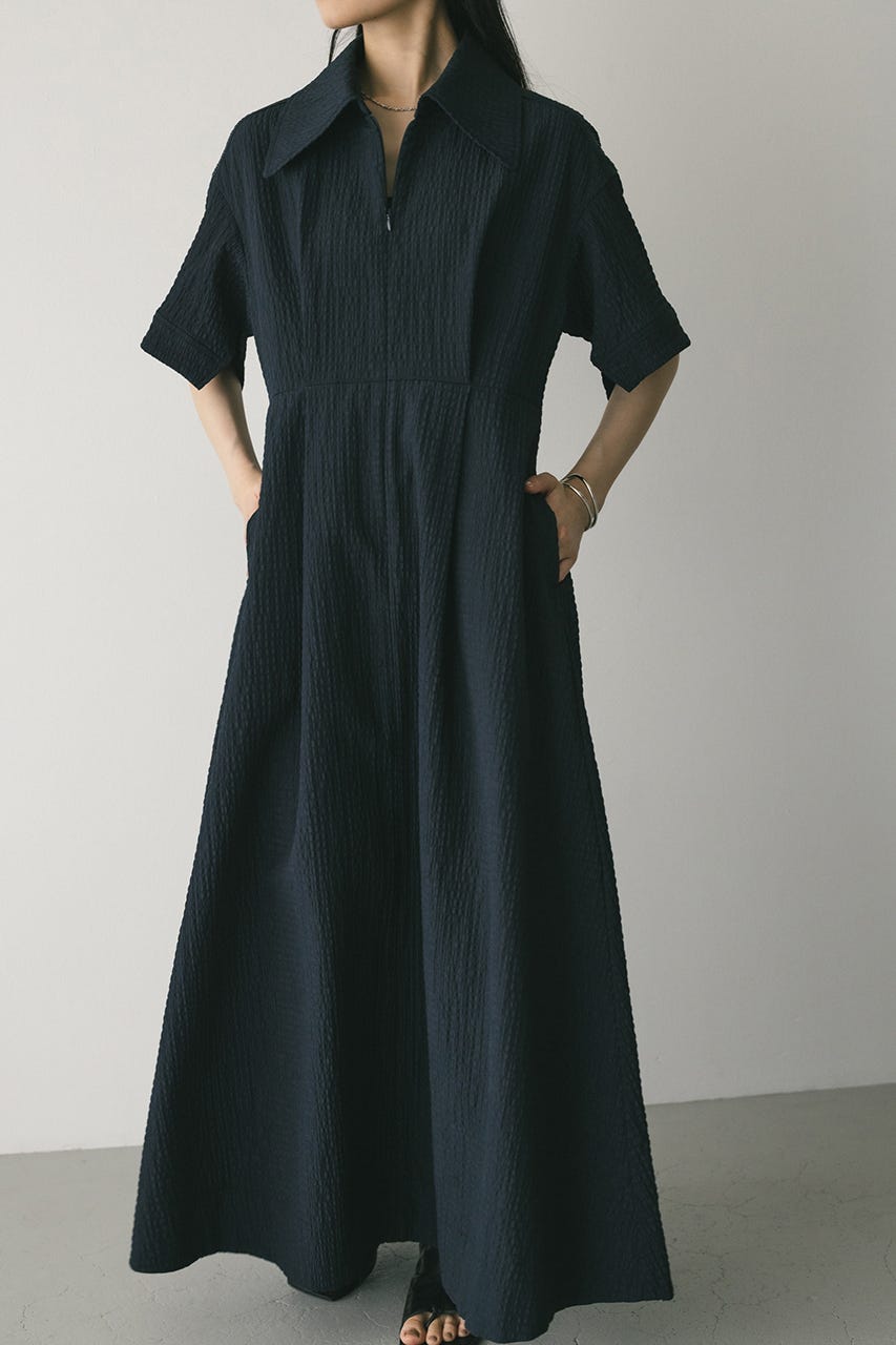 ビッグカラーフレアワンピース NVY S