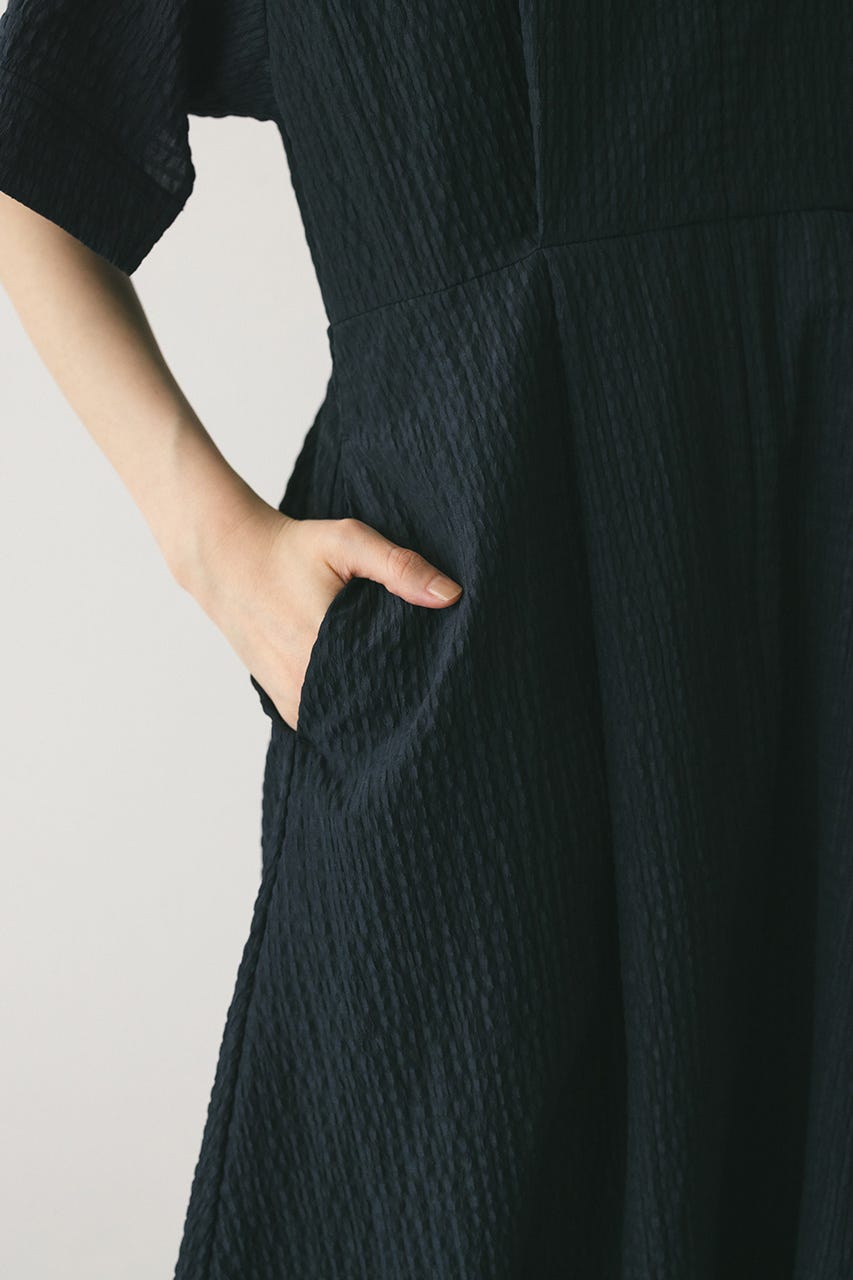 ビッグカラーフレアワンピース NVY S