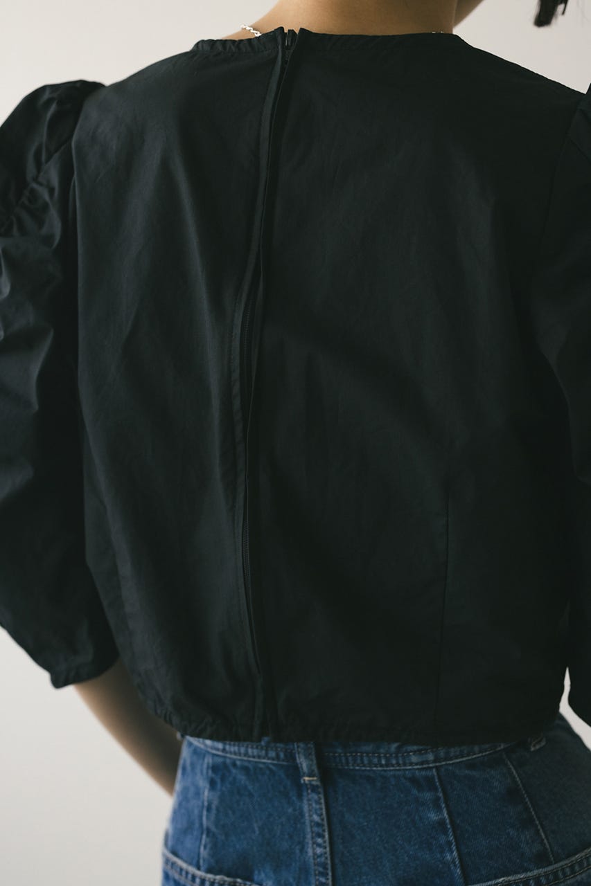 ショルダーギャザーブラウス BLK S