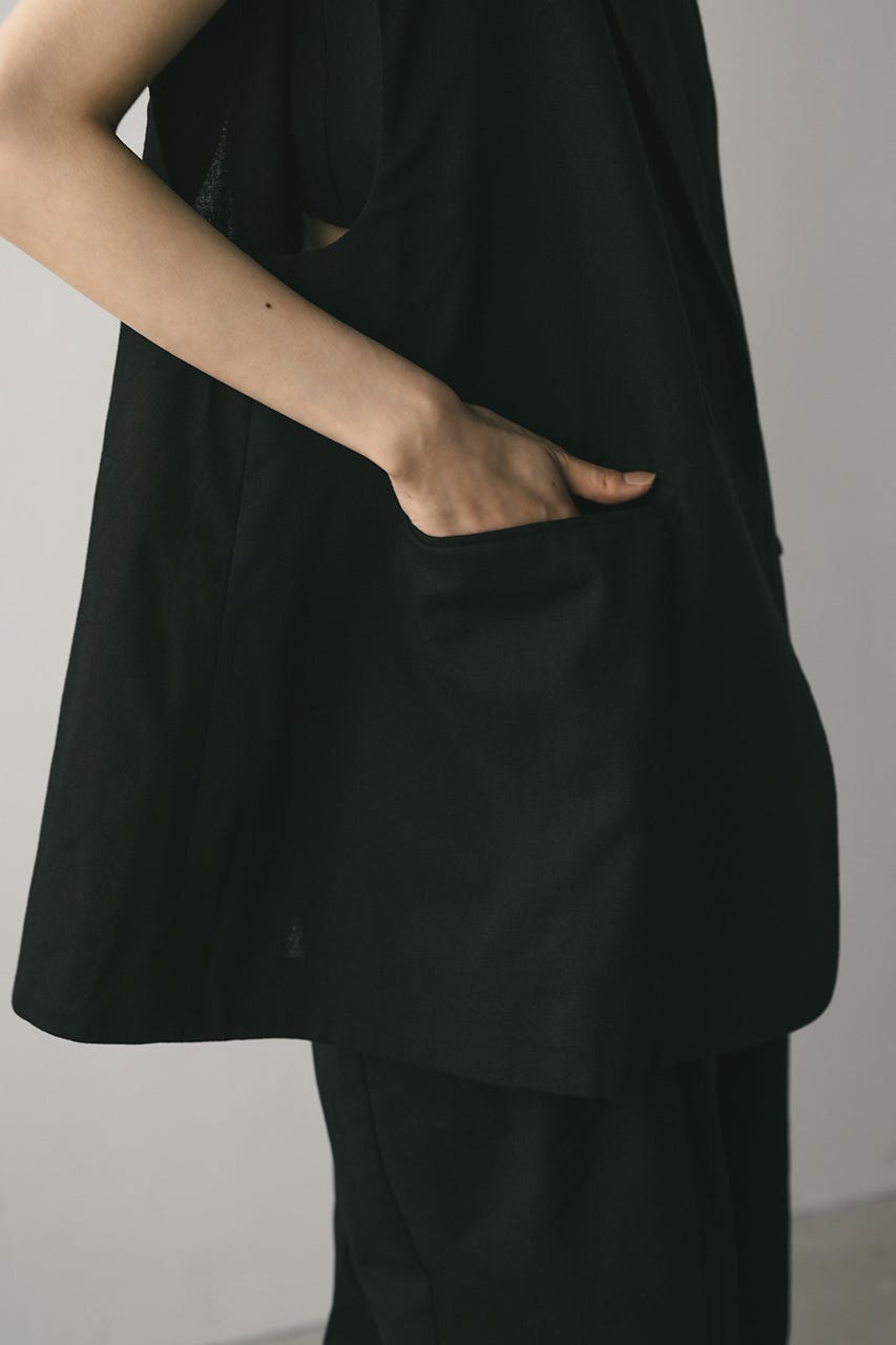 リネンミックスルーズベスト BLK FREE