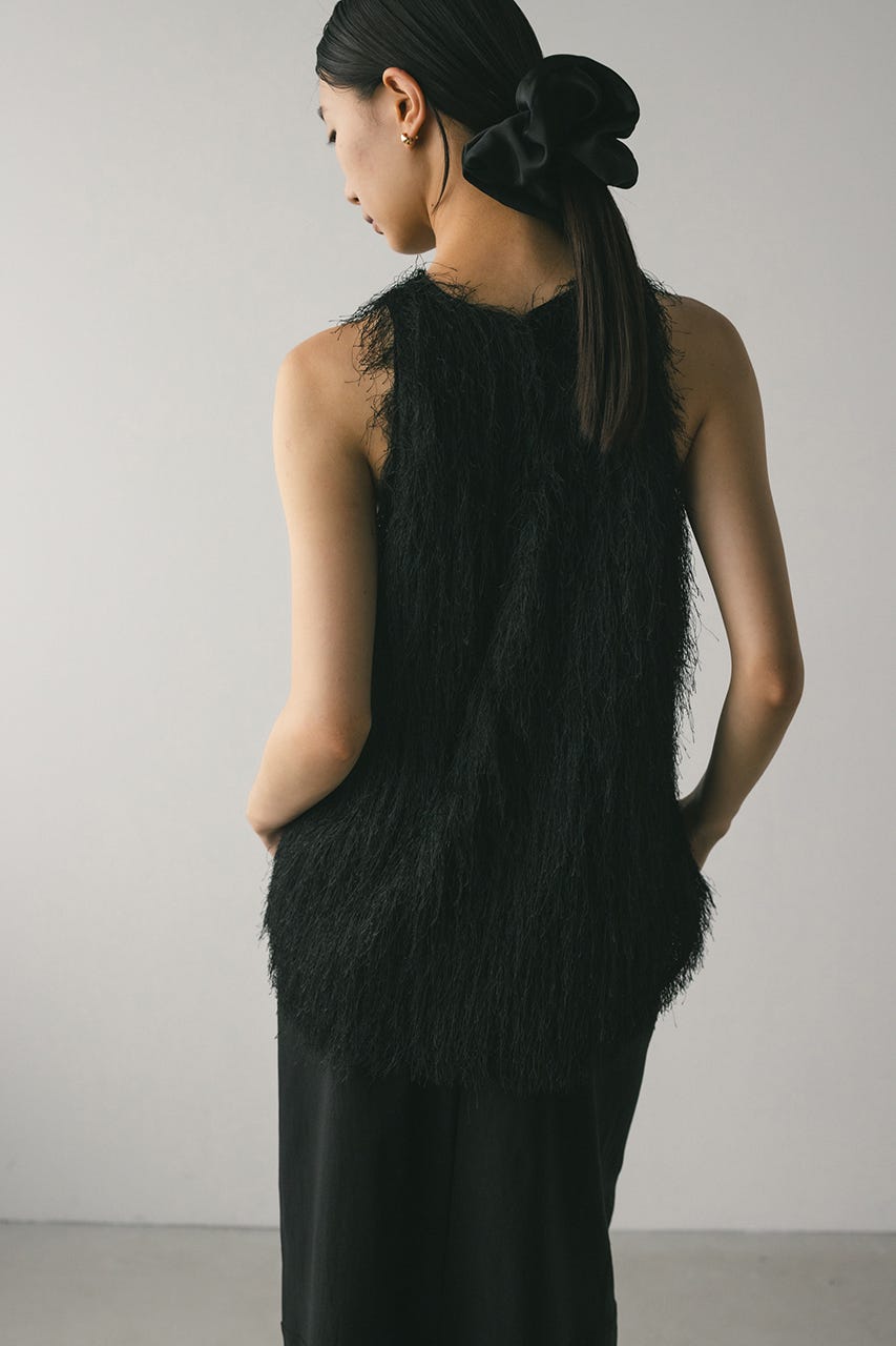 フリンジルーズトップ BLK FREE