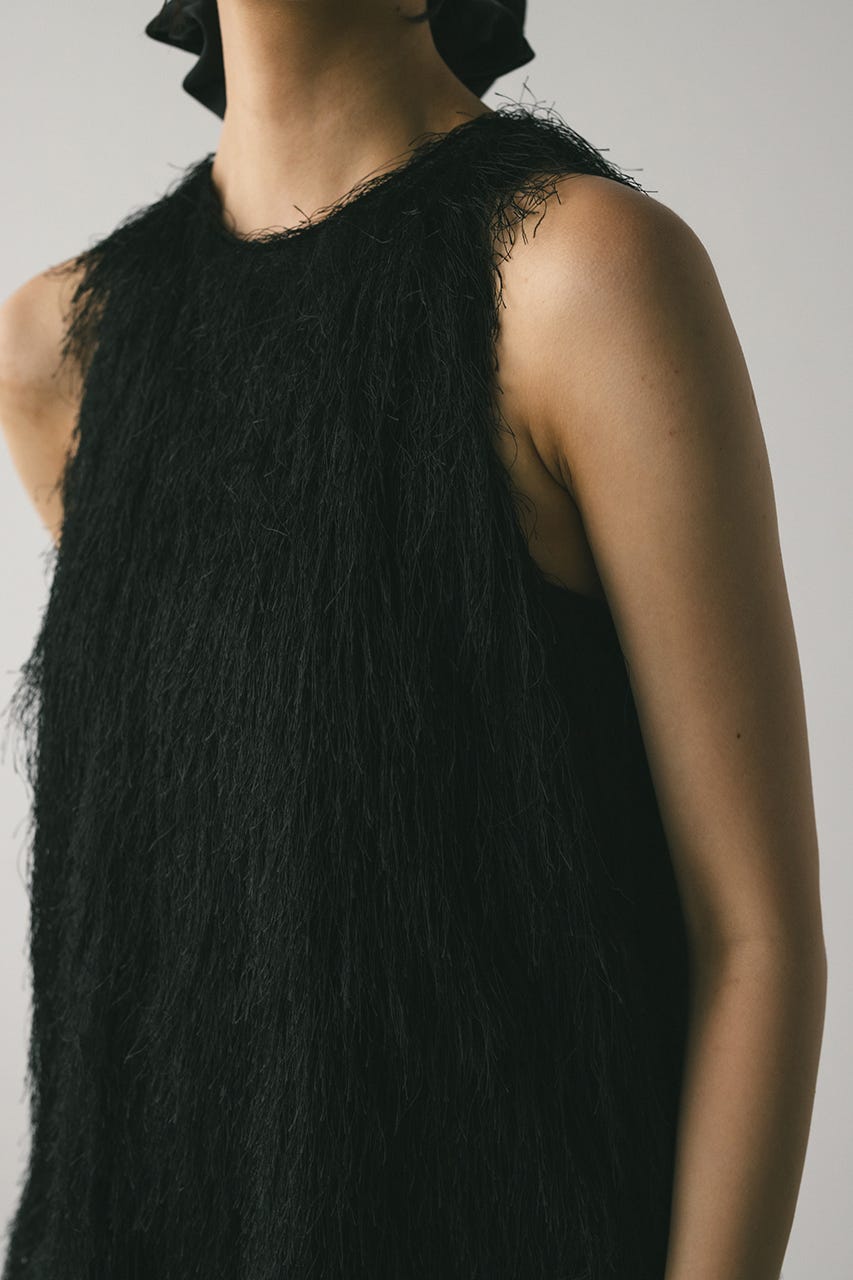 フリンジルーズトップ BLK FREE