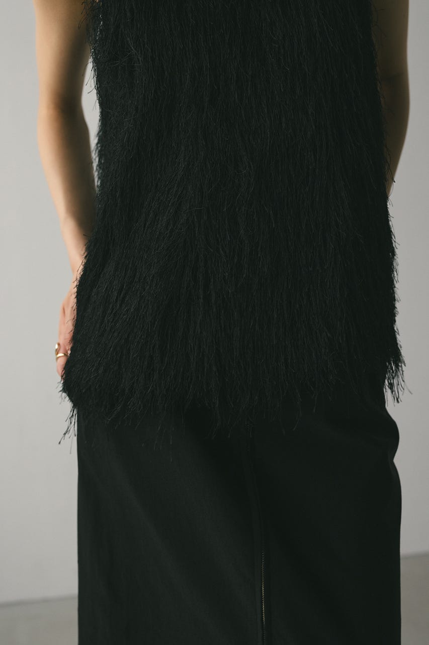 フリンジルーズトップ BLK FREE