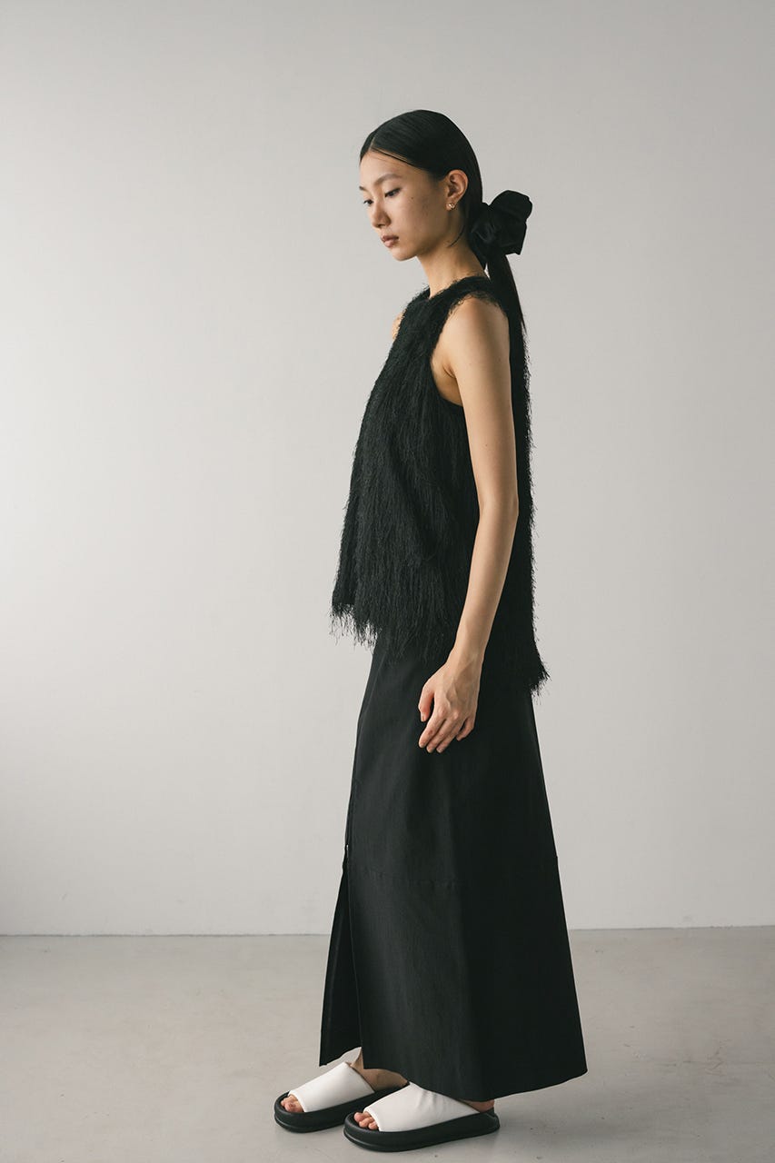 フリンジルーズトップ BLK FREE