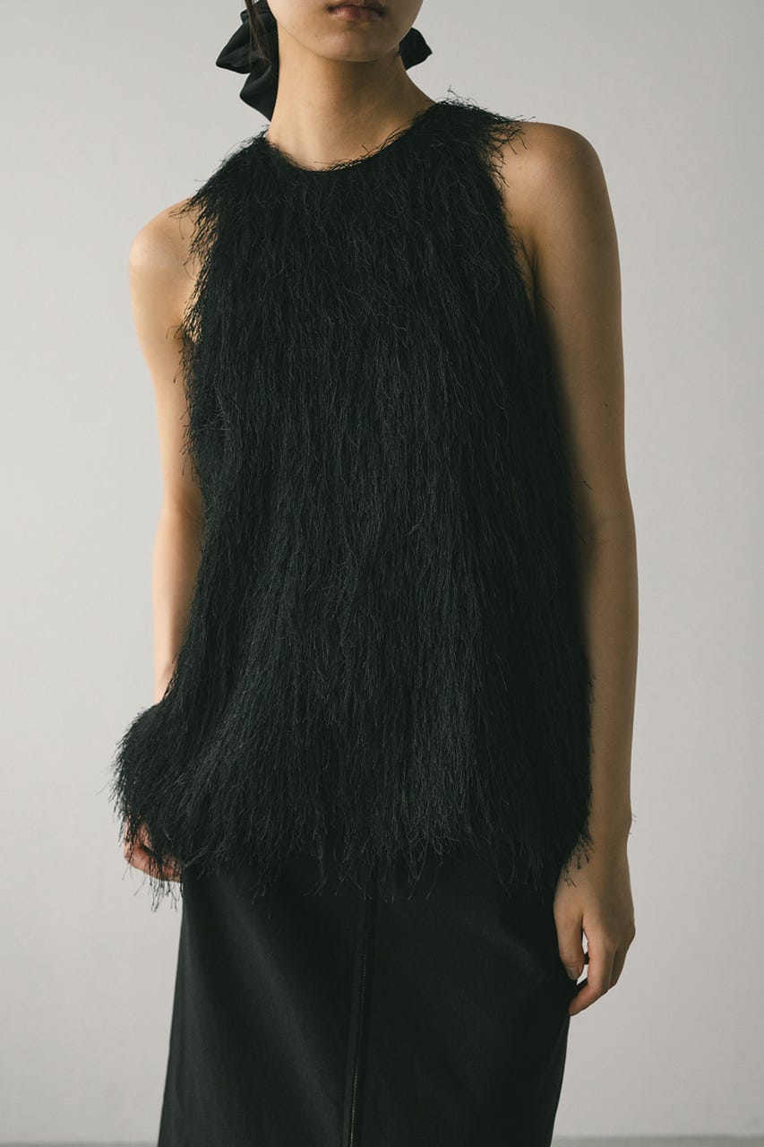 フリンジルーズトップ BLK FREE