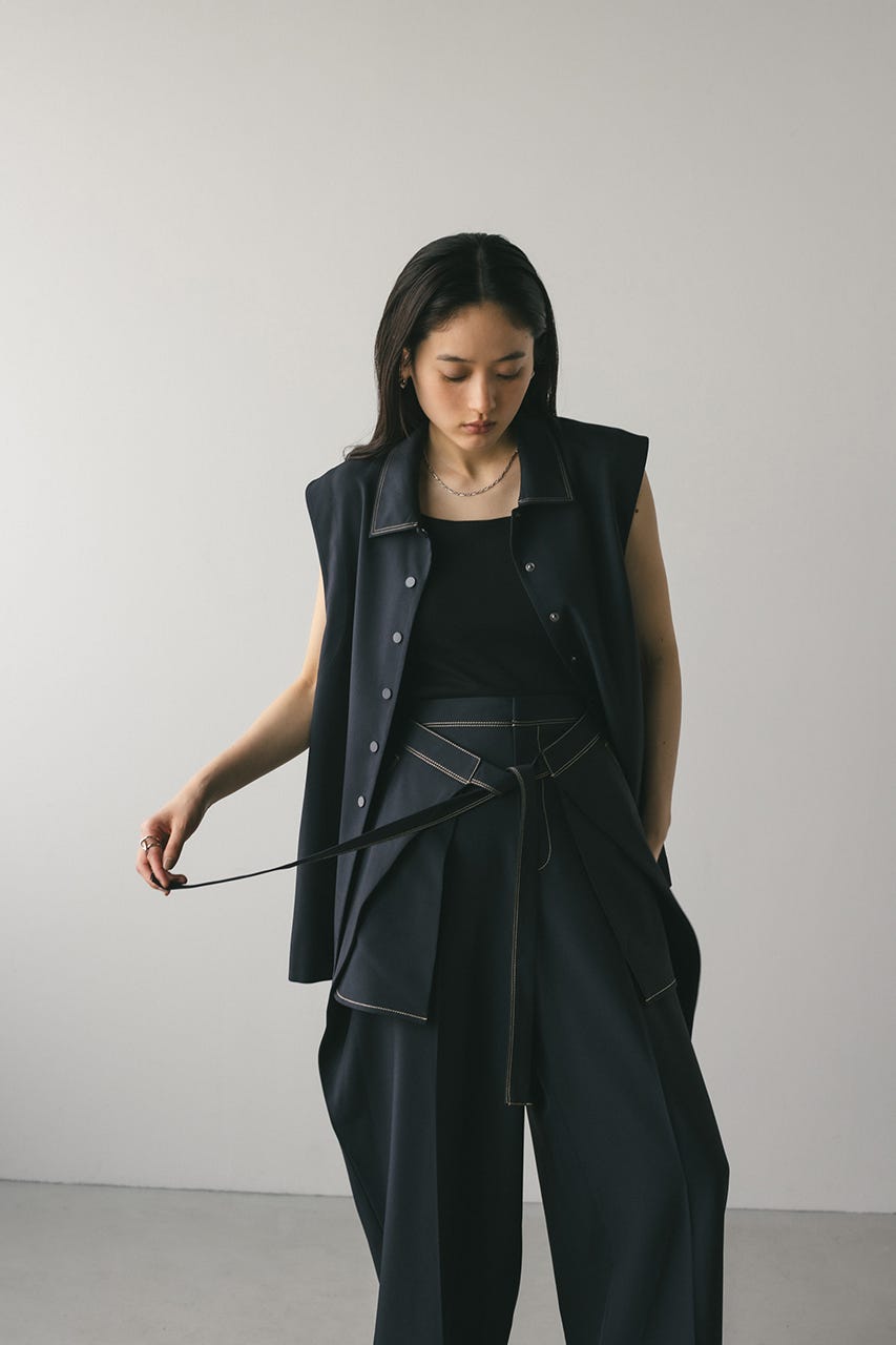 STYLEMIXER | ステッチラインステンカラーベスト (ベスト