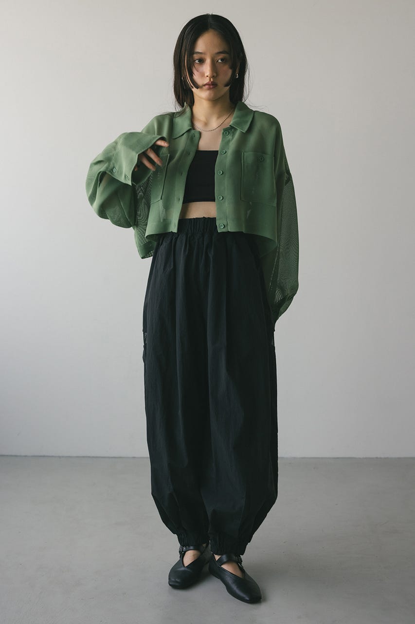 【USA製】 shelly アメコミ ブラウス 【S】 ショート STYLEMIXER | ワイドスリーブメッシュショートシャツ (シャツ