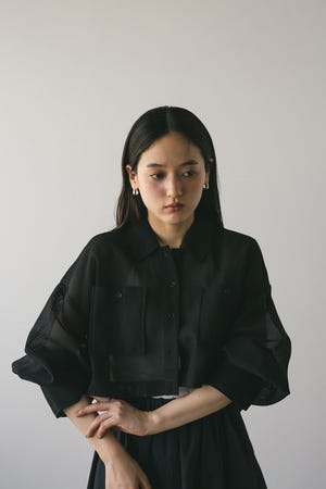 ワイドスリーブメッシュショートシャツ