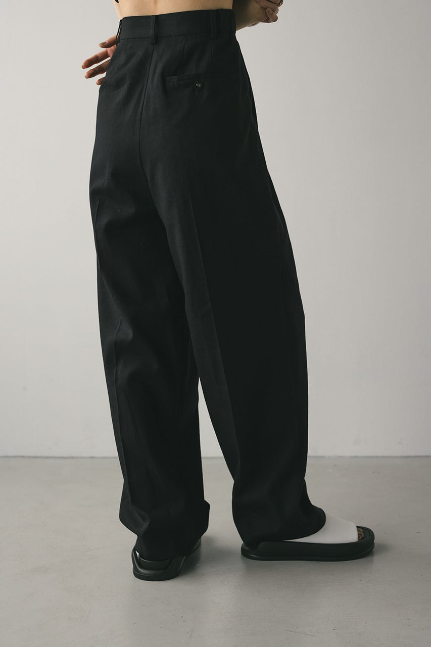 リネンミックスタックパンツ BLK M