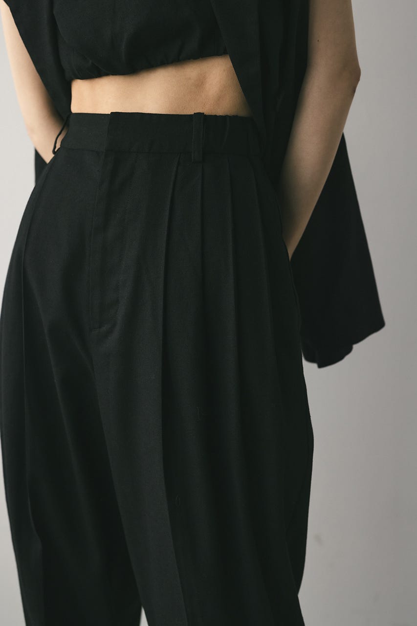 リネンミックスタックパンツ BLK M