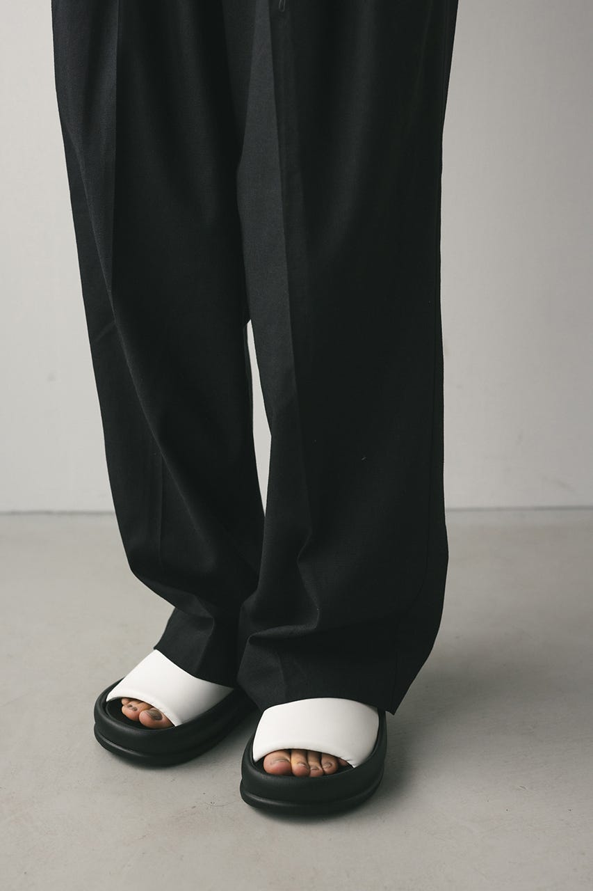 リネンミックスタックパンツ BLK M