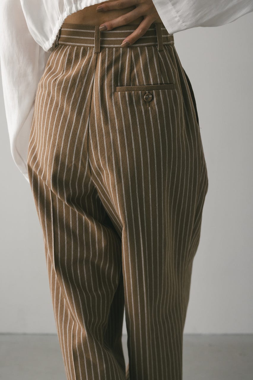 リネンミックスタックパンツ 柄BEG M