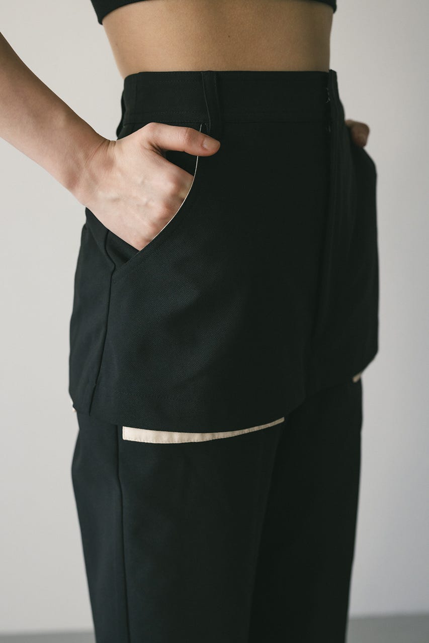 レイヤーセンタープレスパンツ BLK M