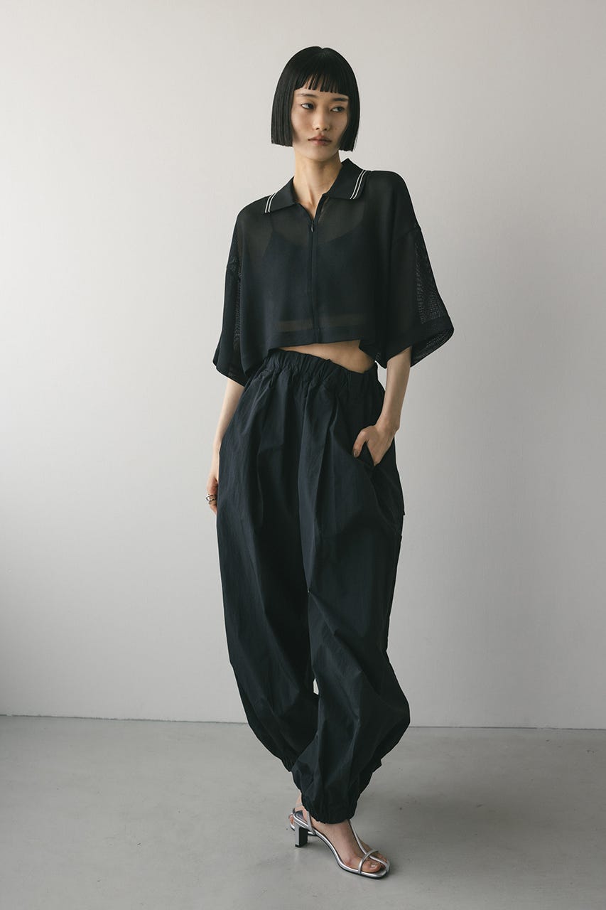 ラインカラーメッシュトップ BLK FREE