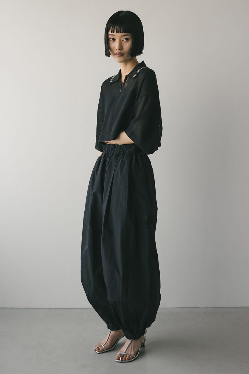 ラインカラーメッシュトップ BLK FREE