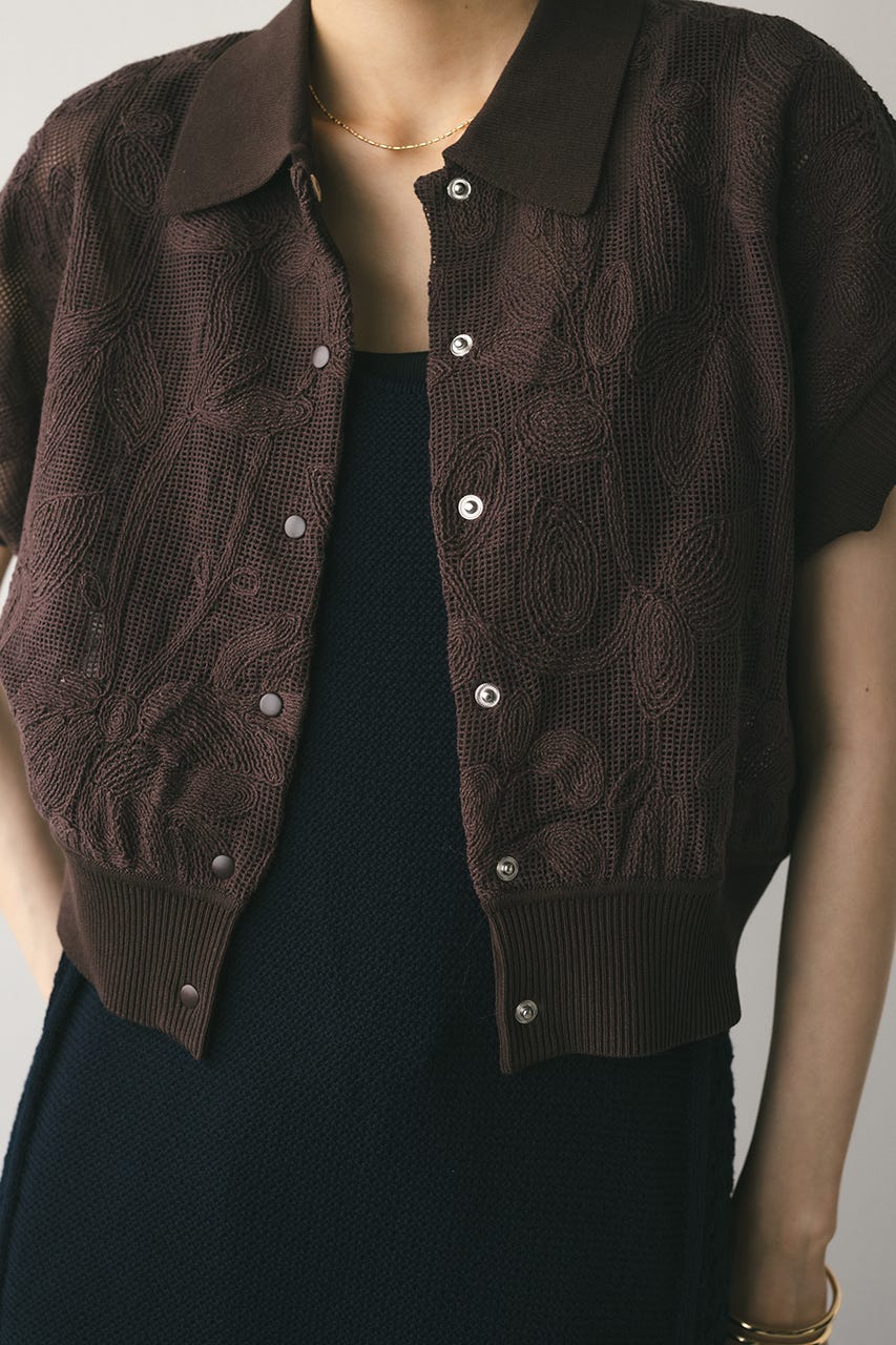 エンブロイダリーニットトップ BRN FREE