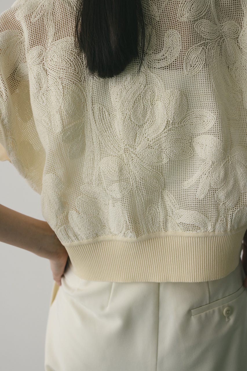 エンブロイダリーニットトップ IVOY FREE