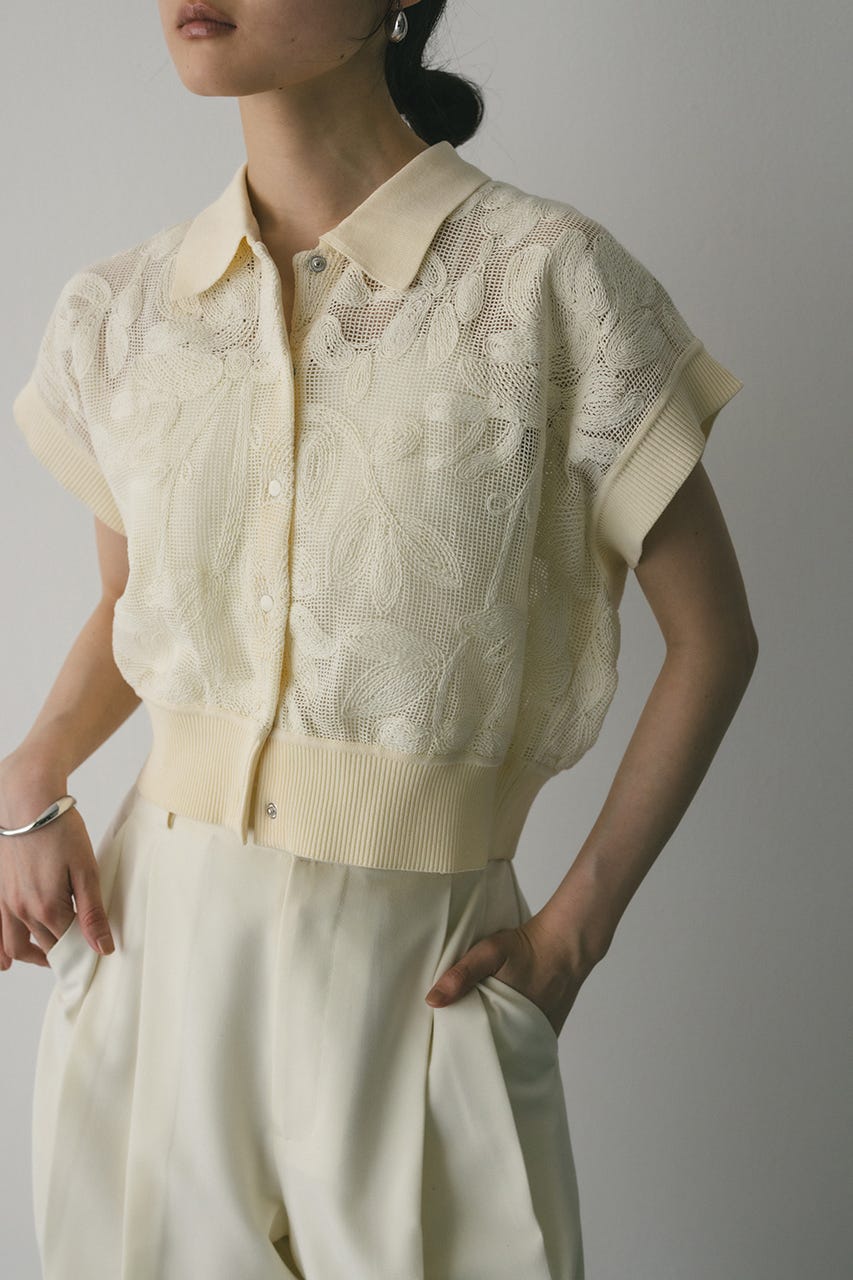 エンブロイダリーニットトップ IVOY FREE