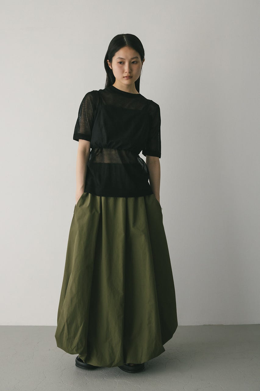 ウォッシャブルリネンニットT BLK FREE