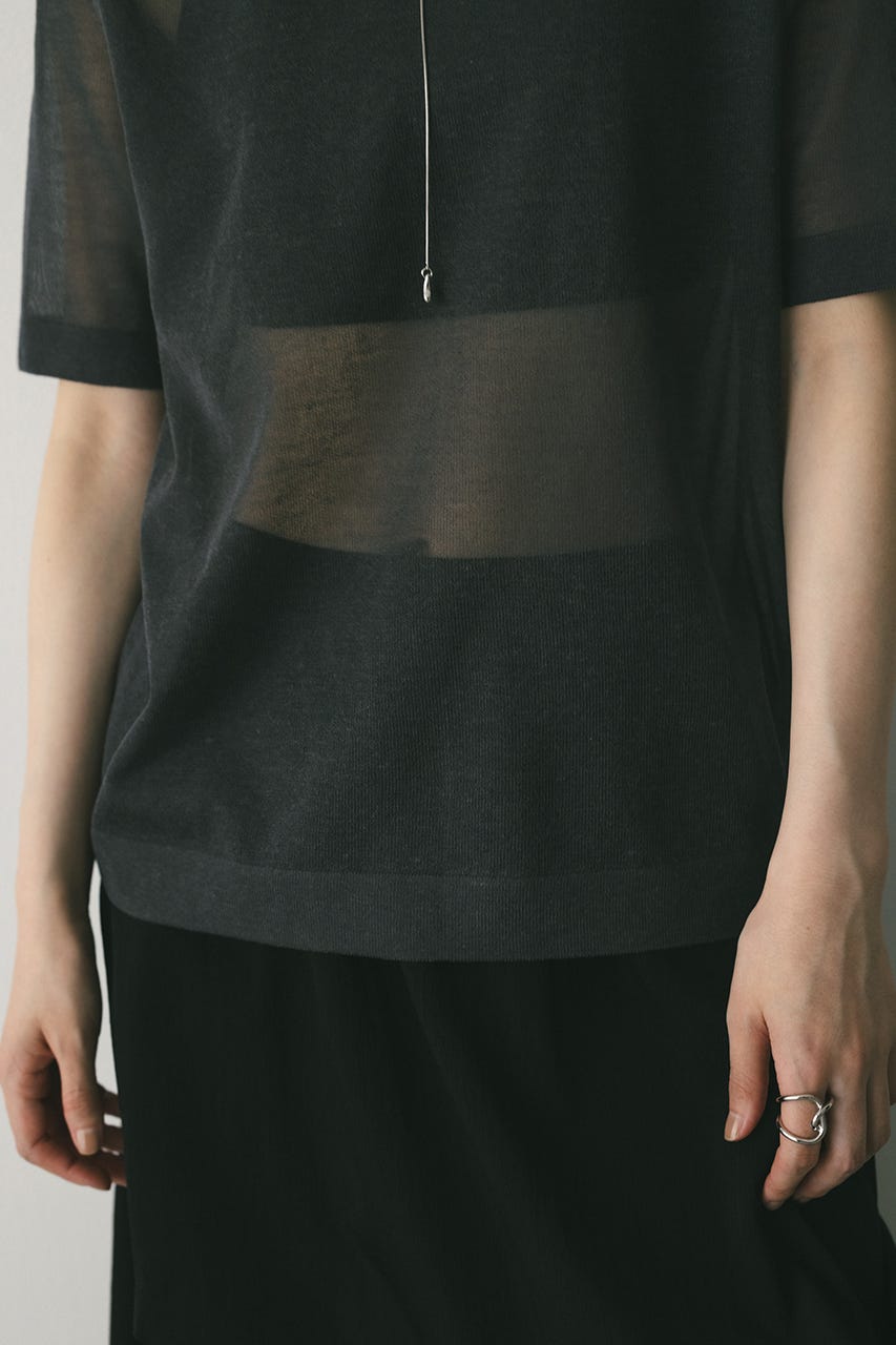 ウォッシャブルリネンニットT GRY FREE