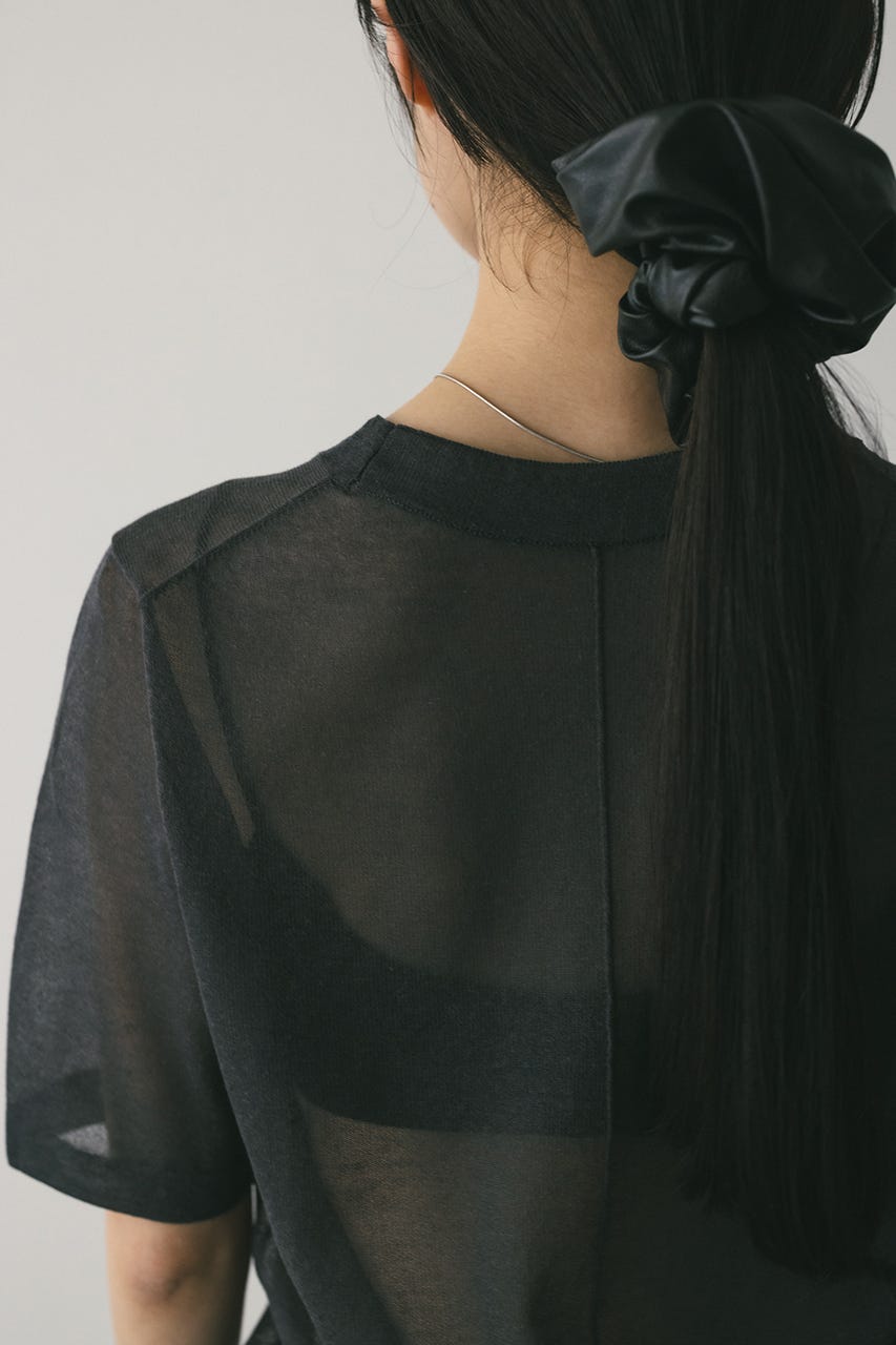 ウォッシャブルリネンニットT GRY FREE