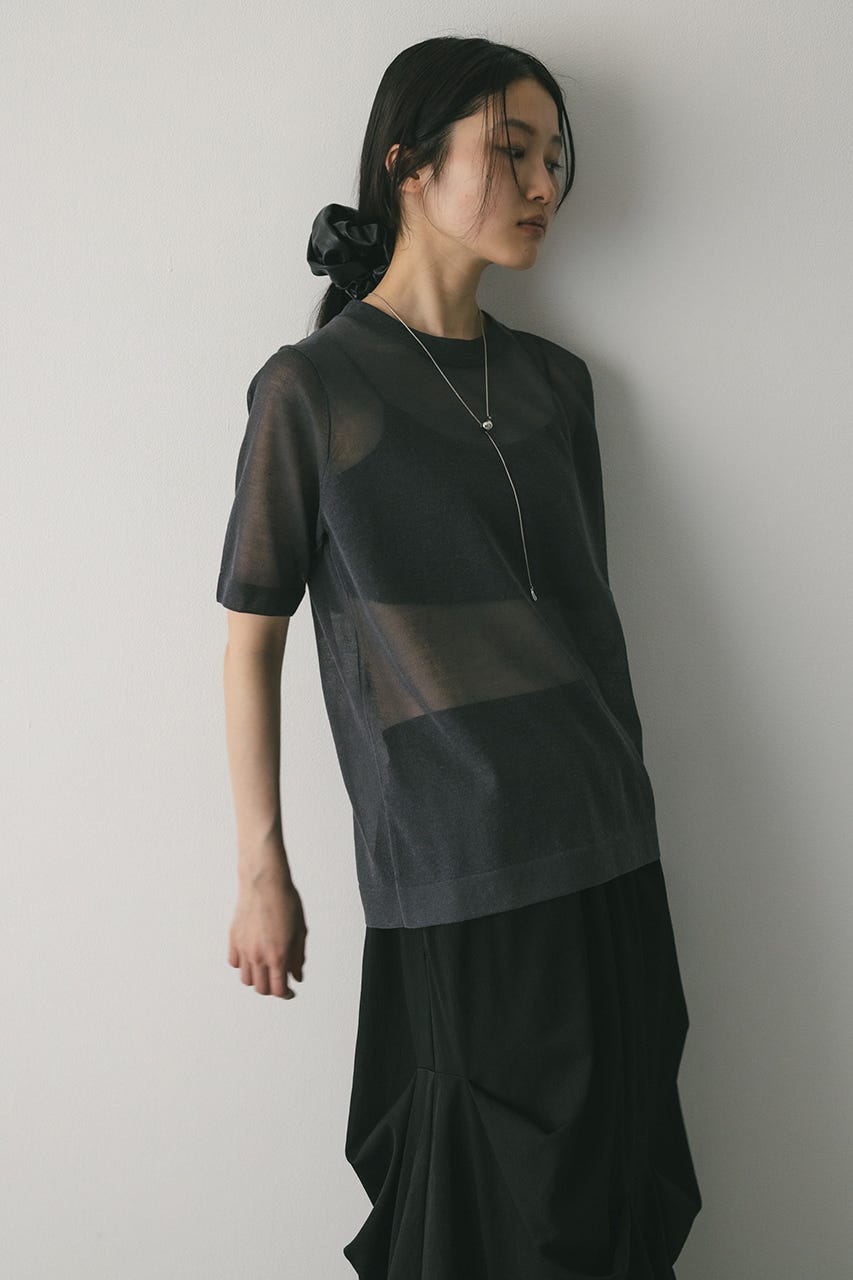 ウォッシャブルリネンニットT GRY FREE