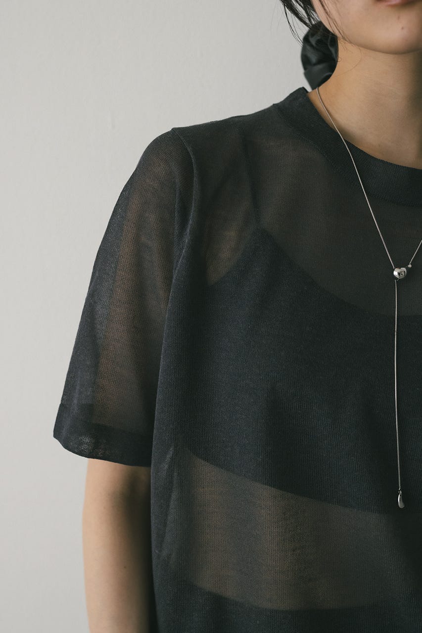 ウォッシャブルリネンニットT GRY FREE