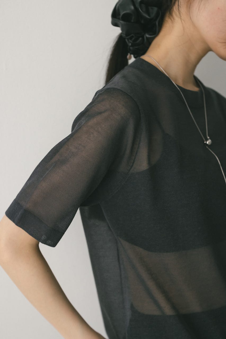 ウォッシャブルリネンニットT GRY FREE