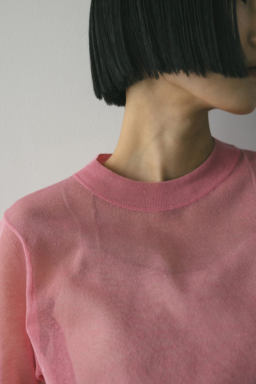 ウォッシャブルリネンニットT PNK FREE