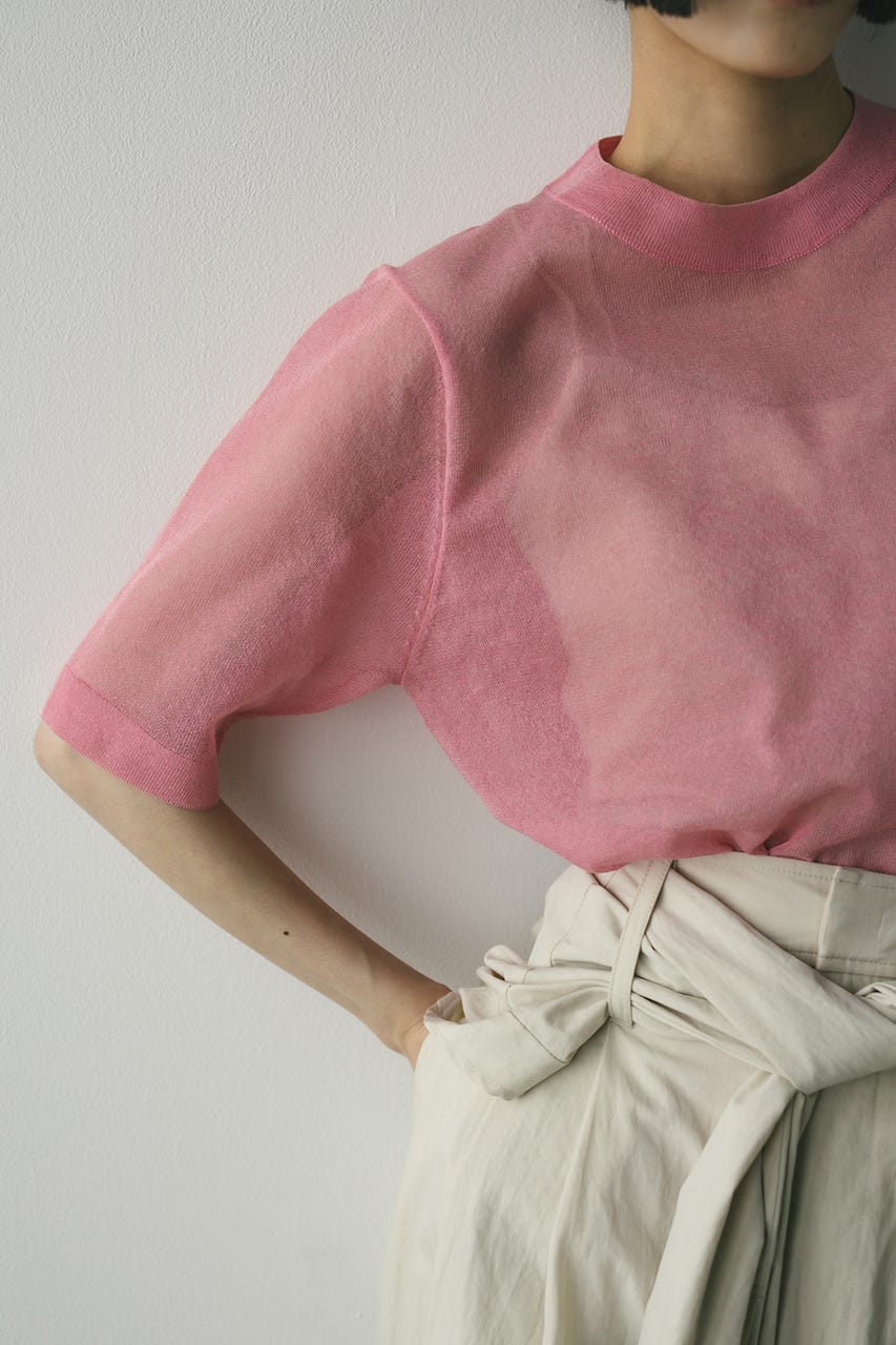 ウォッシャブルリネンニットT PNK FREE