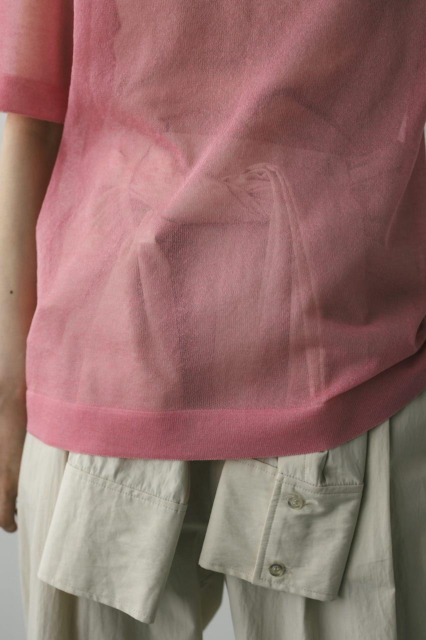 ウォッシャブルリネンニットT PNK FREE
