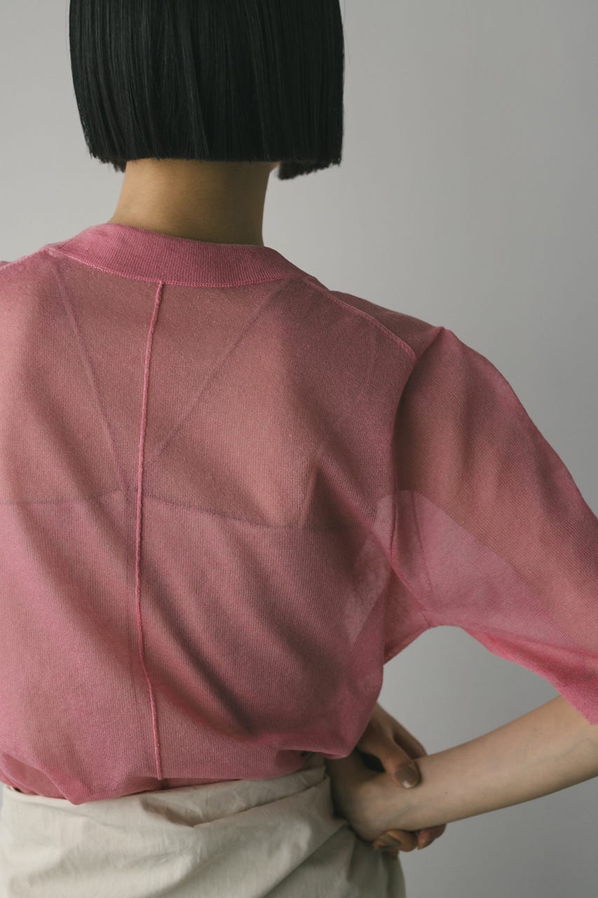 ウォッシャブルリネンニットT PNK FREE