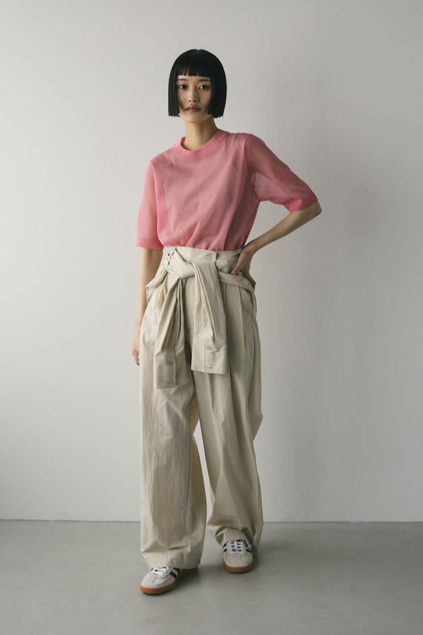 ウォッシャブルリネンニットT PNK FREE