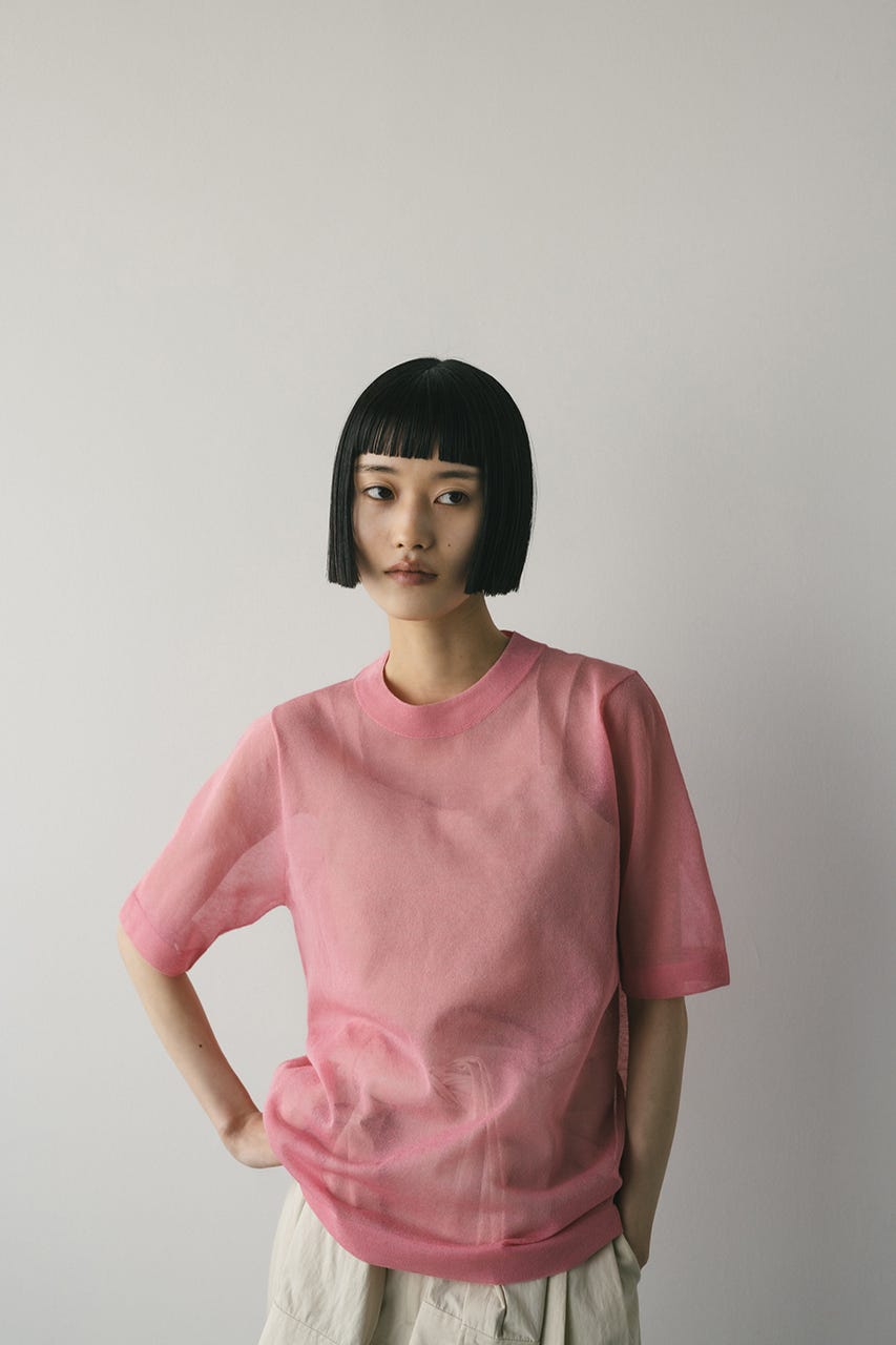 ウォッシャブルリネンニットT PNK FREE