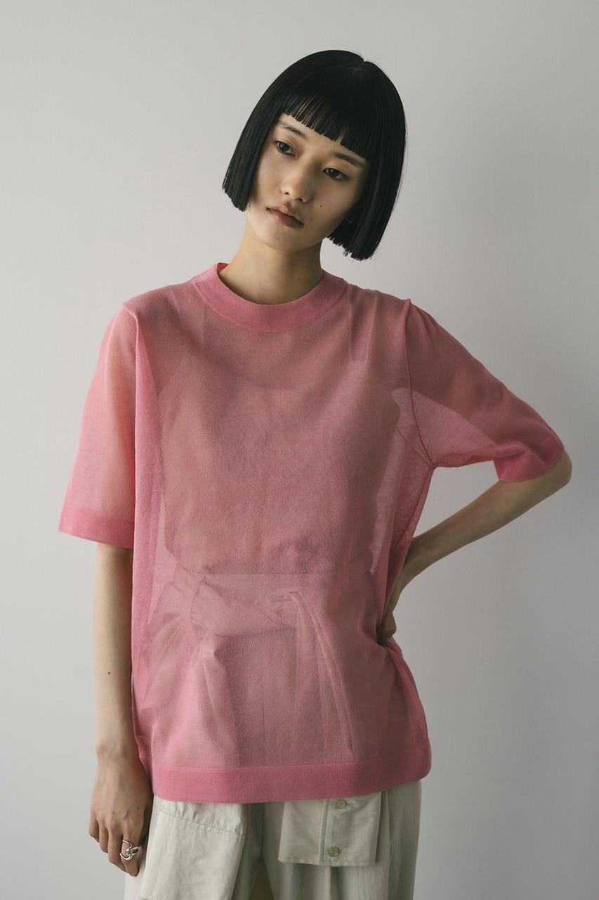 ウォッシャブルリネンニットT PNK FREE