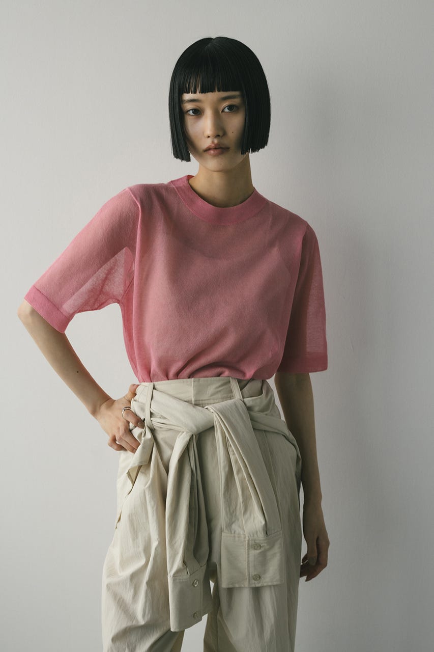 ウォッシャブルリネンニットT PNK FREE