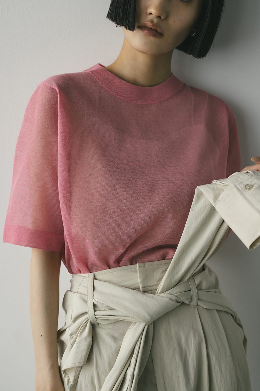 ウォッシャブルリネンニットT PNK FREE