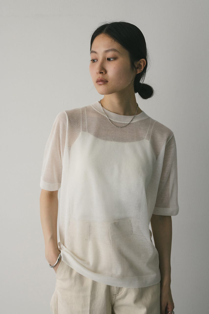 ウォッシャブルリネンニットT WHT STYLEMIXER | ウォッシャブルリネンニットT (ニット ) |SHEL