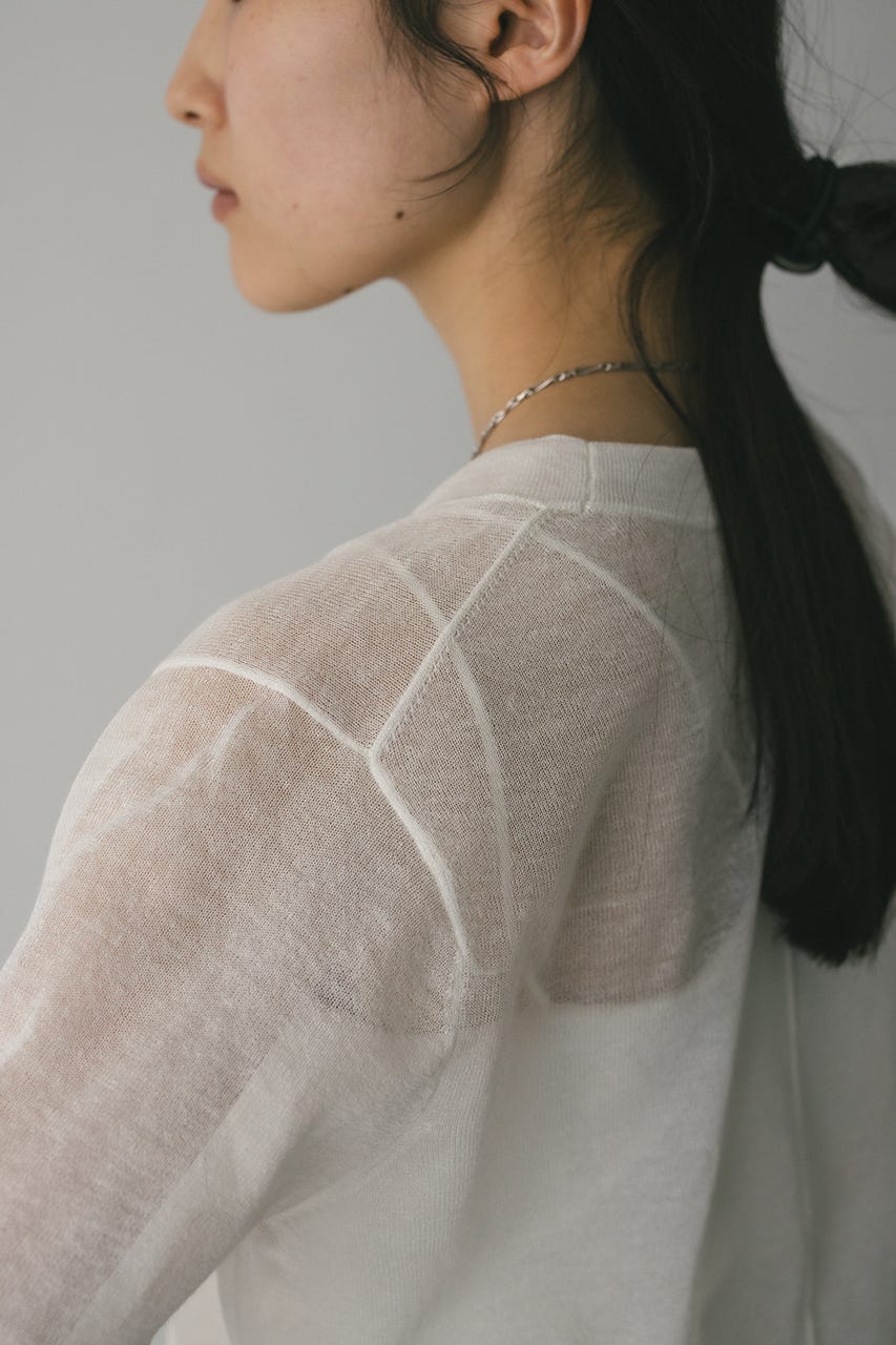 ウォッシャブルリネンニットT WHT FREE