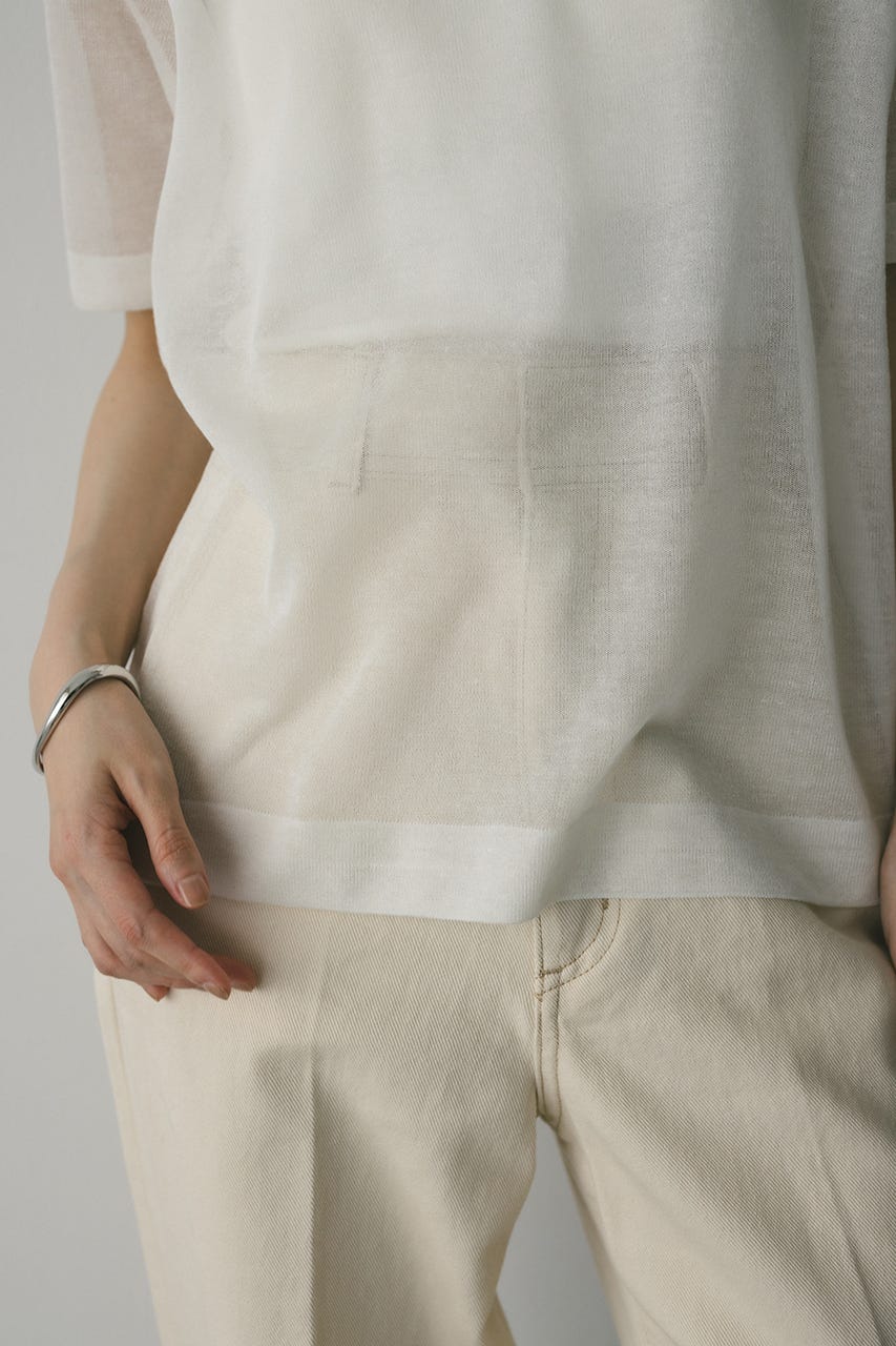 ウォッシャブルリネンニットT WHT FREE