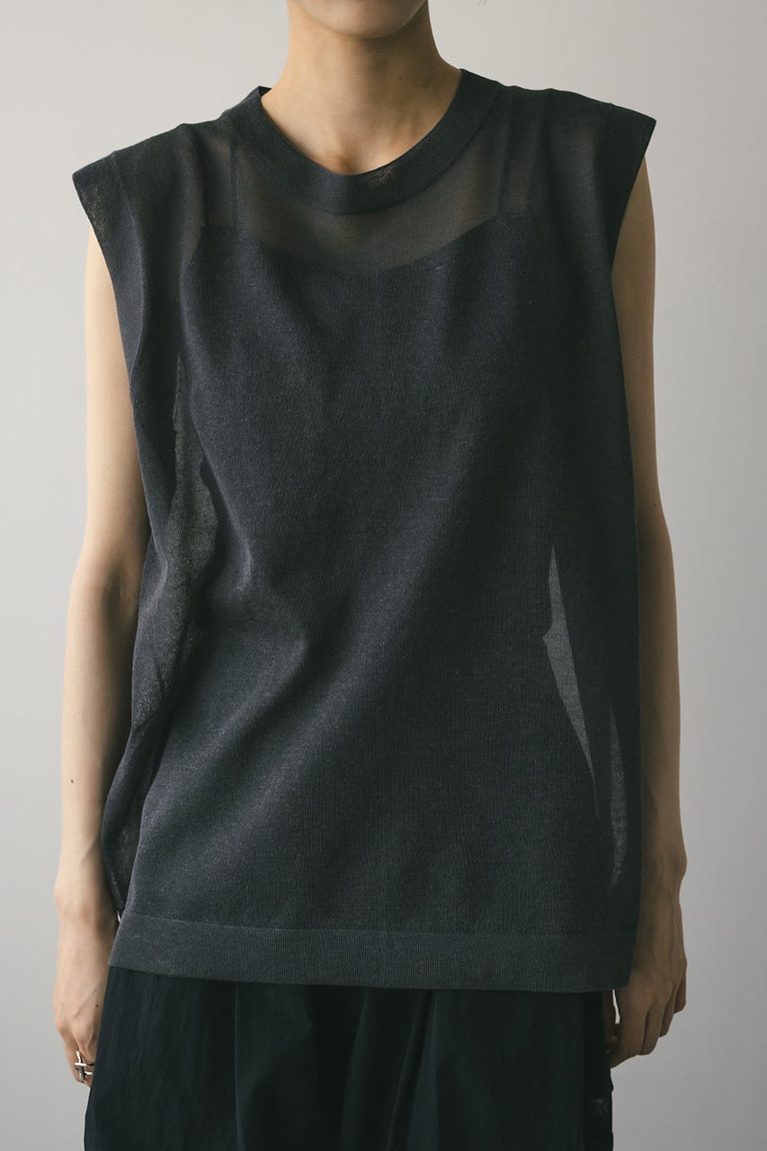 ウォッシャブルリネンニットタンク GRY FREE