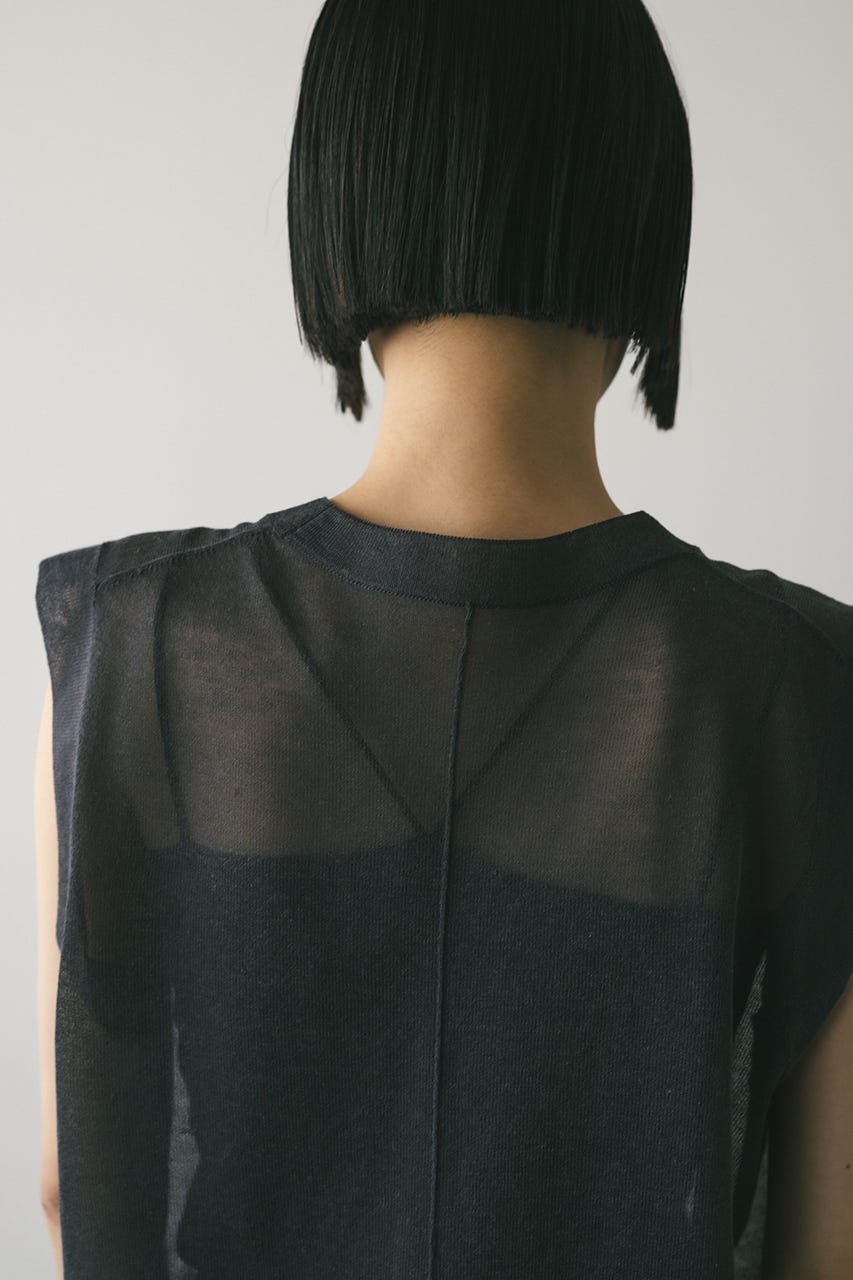 ウォッシャブルリネンニットタンク GRY FREE