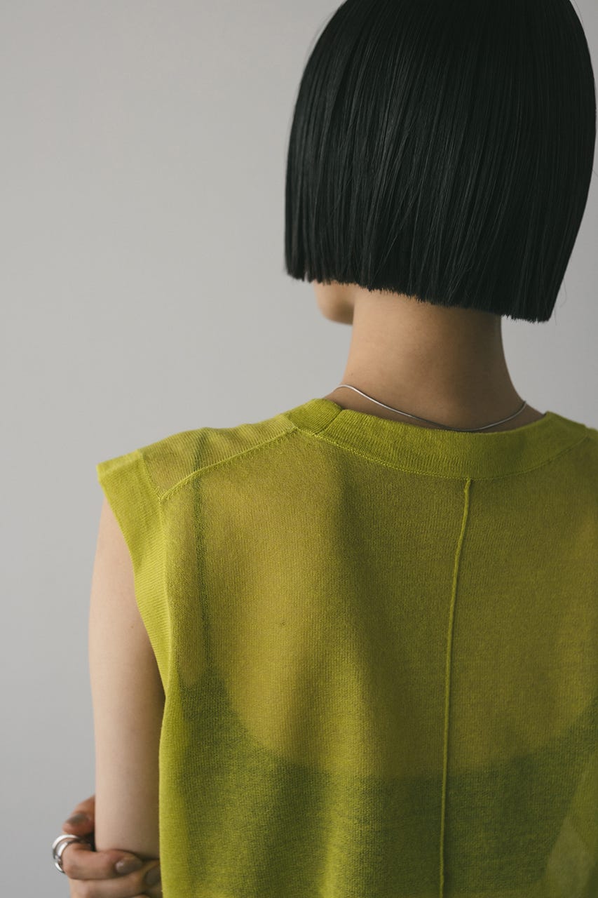 ウォッシャブルリネンニットタンク LIME FREE