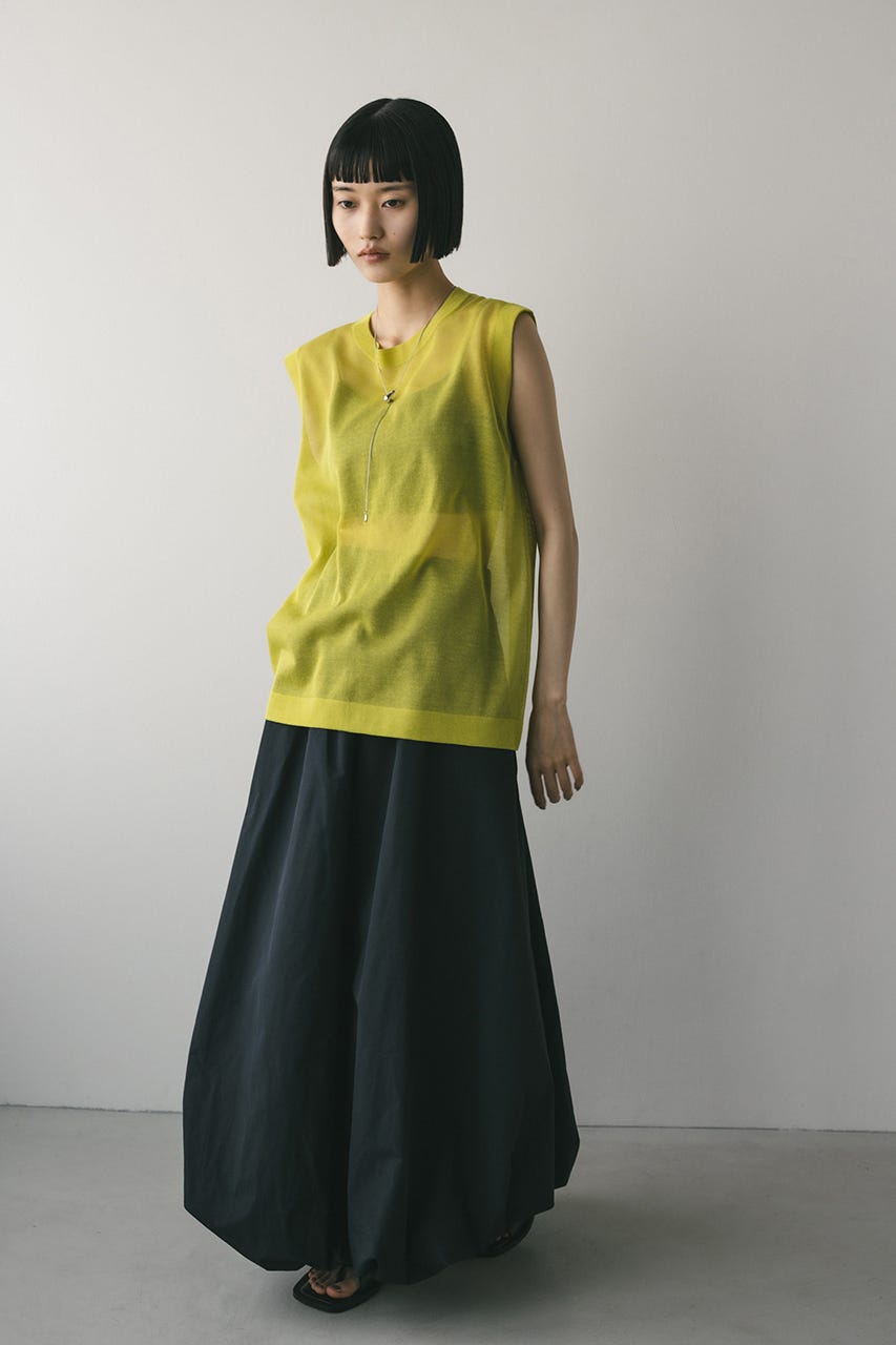 ウォッシャブルリネンニットタンク LIME FREE