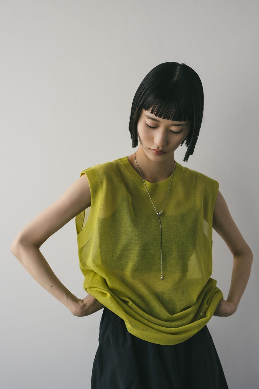 ウォッシャブルリネンニットタンク LIME FREE
