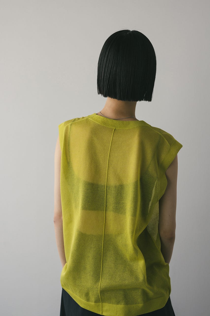 ウォッシャブルリネンニットタンク LIME FREE