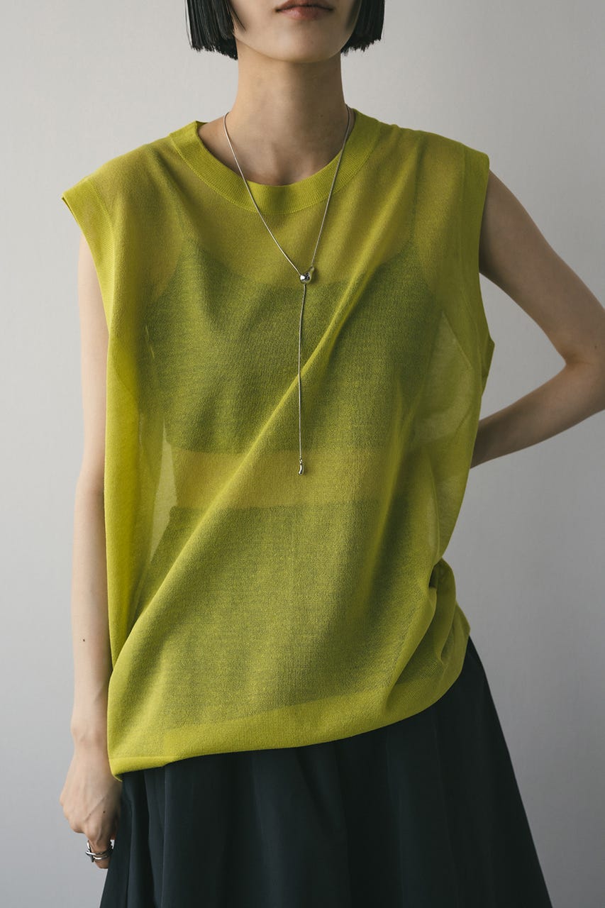 ウォッシャブルリネンニットタンク LIME FREE